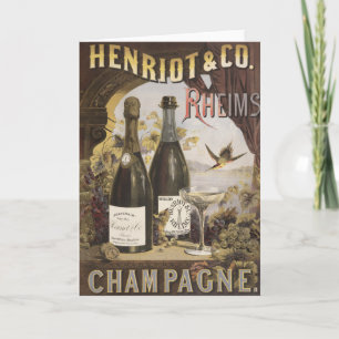 Vintage advertentie voor Henriot & Co. Reims Champ Kaart