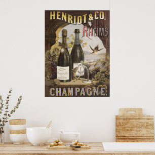Vintage advertentie voor Henriot & Co. Reims Champ Poster
