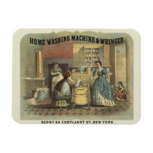 Vintage advertentie voor huiswasmachine en wringer magneet