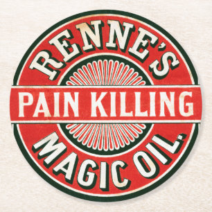 Vintage advertentie voor Renne's Pain Killing Magi Ronde Kartonnen Onderzetter