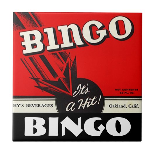 Vintage Adverteren Bingo Beverages Bowling Tegeltje (Voorkant)