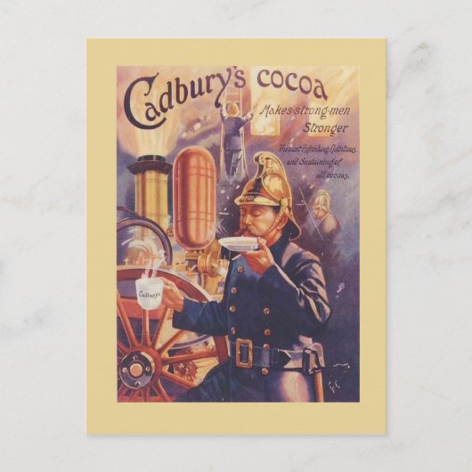 Vintage adverteren, Cadbury's cacao, Fireman Briefkaart (Voorkant)