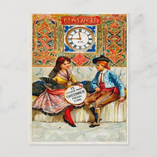 Vintage adverteren, reisposter, Madrid Briefkaart (Voorkant)