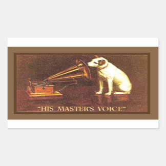 Vintage adverteren, zijn meesterstem rechthoekige sticker