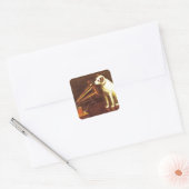 Vintage adverteren, zijn meesterstem vierkante sticker (Envelop)