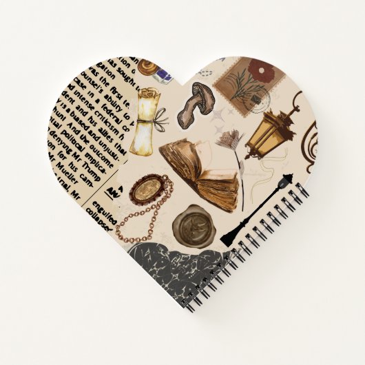 Vintage Aesthetic heart shaped Notebook Notitieboek (Achterkant)