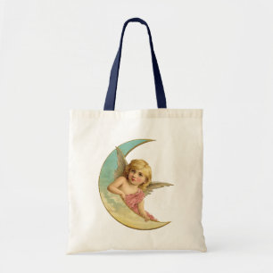 Vintage-afbeelding - Angel op een halve maan Tote Bag