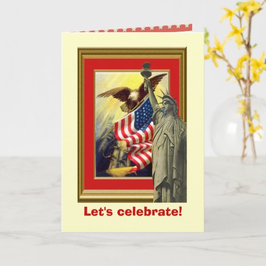 Vintage afbeelding, Patriottische symbolen Kaart (Gele Bloem)