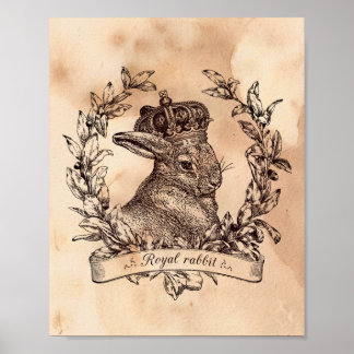 Vintage afbeelding Royal Rabbit Crown Tea Sined Pa Poster