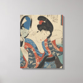 Vintage Afbeelding van Japanse Dame Gebruikend Han Canvas Afdruk