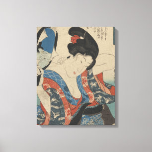 Vintage Afbeelding van Japanse Dame Gebruikend Han Canvas Afdruk