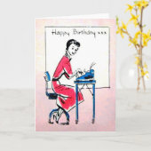 Vintage Afbeelding Verjaardag Kaart (Gele Bloem)