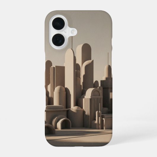 Vintage afgeronde stad iPhone 16 hoesje (Achterkant)