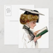 Vintage afgestudeerde vrouw aankondigingskaart (Voorkant / Achterkant)