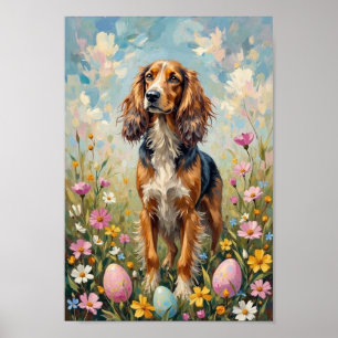 Vintage Afghaanse windhond Paasweide Kunst Poster