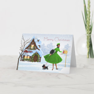 Vintage Afrikaanse Amerikaanse Kerstkaart Feestdagen Kaart