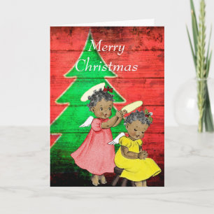 Vintage Afrikaanse Amerikaanse Kerstkaart Feestdagen Kaart