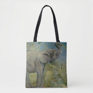 Vintage Afrikaanse olifant in de jungle, EJ Detmol Tote Bag