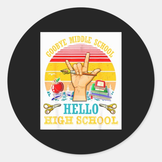 Vintage afscheid middelbare school eindexamen hell ronde sticker (Voorkant)