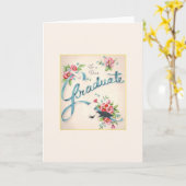 Vintage Afstuderen Wenskaart Kaart (Gele Bloem)