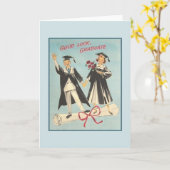 Vintage Afstuderen Wenskaart Kaart (Gele Bloem)