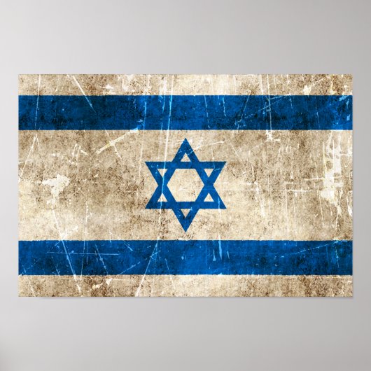 Vintage Aged and Scratched Flag of Israel Poster (Voorkant)