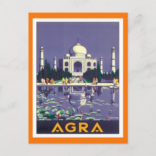 Vintage Agra Taj Mahal India Briefkaart (Voorkant)