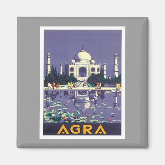 Vintage Agra Taj Mahal India Magneet (Voorkant)