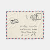 Vintage Air Mail Briefkaart Fleece Deken (Voorkant (Horizontaal))