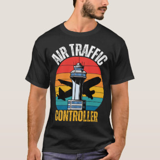 Vintage Air Traffic Controller Retro Sunset T-shirt