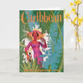 Vintage Airline Caribbean Travel Briefkaart (Gele Bloem)