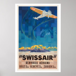 Vintage Airline Vliegtuig Vliegtuig Zwitserland Vi Poster