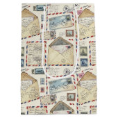 Vintage Airmail Avontuur (2) Medium Cadeauzakje (Achterkant)