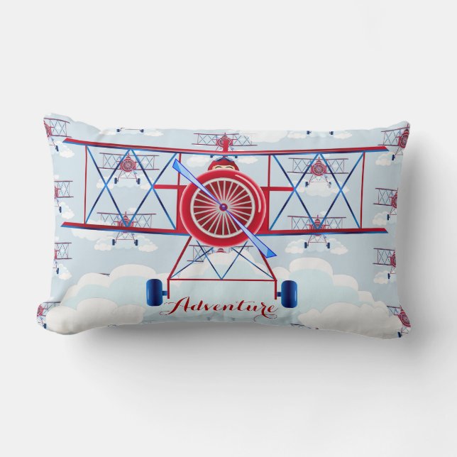 Vintage Airplane Aviator Travel Adventure Kussen (Voorkant)