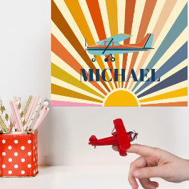 Vintage Airplane Cessna Retro Sunset Custom Poster
