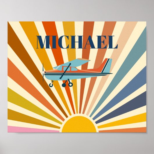 Vintage Airplane Cessna Retro Sunset Custom Poster (Voorkant)