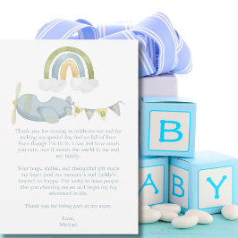 Vintage Airplane Clouds Baby Shower Thank You Card Bedankkaart