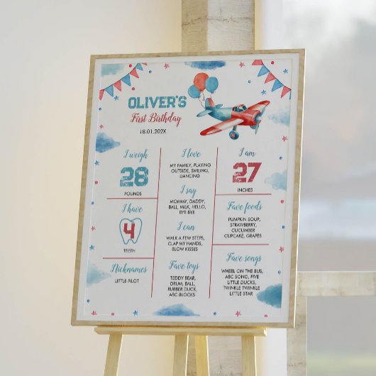 Vintage Airplane Eerste verjaardag mijlpaal poster