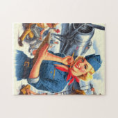 Vintage Airplane Pin-up Legpuzzel (Horizontaal)