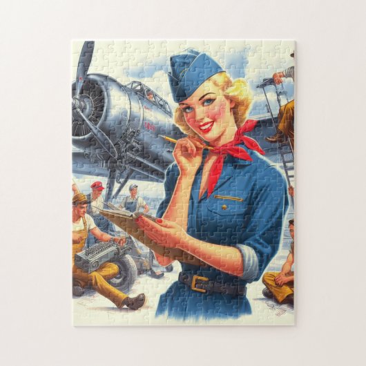Vintage Airplane Pin-up Legpuzzel (Verticaal)