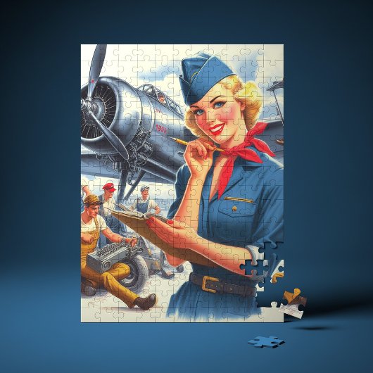 Vintage Airplane Pin-up Legpuzzel