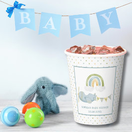 Vintage Airplane Rainbow Clouds Boy Baby Shower Papieren Bekers