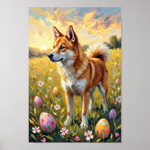 Vintage Akita Pasen Zonsopgang Kunst Poster