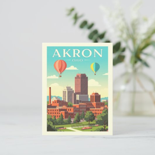 Vintage Akron Ohio Briefkaart (Staand voorkant)