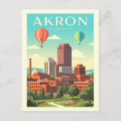 Vintage Akron Ohio Briefkaart (Voorkant)