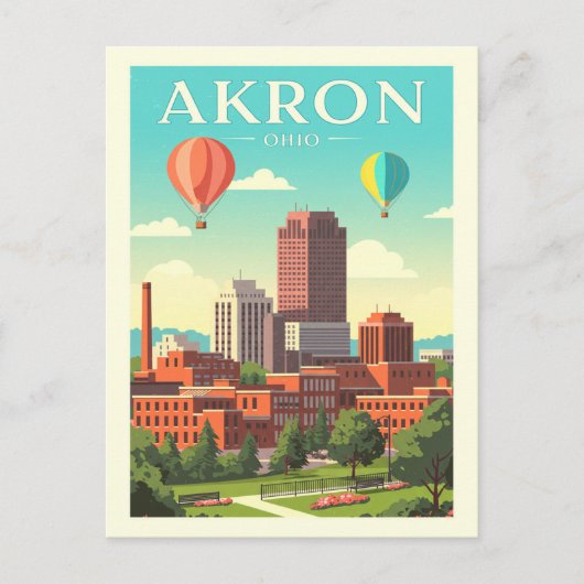 Vintage Akron Ohio Briefkaart (Voorkant)