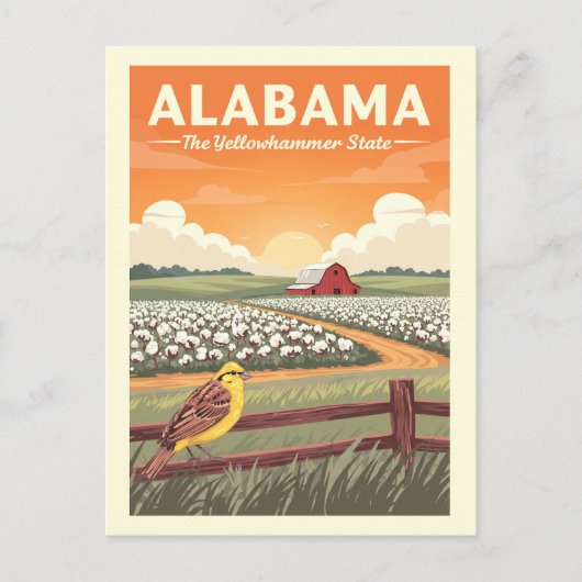 Vintage Alabama Briefkaart (Voorkant)