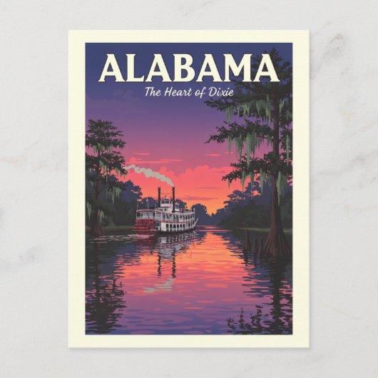 Vintage Alabama Briefkaart (Voorkant)