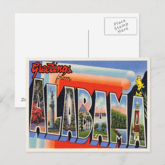 Vintage Alabama Briefkaart (Voorkant / Achterkant)