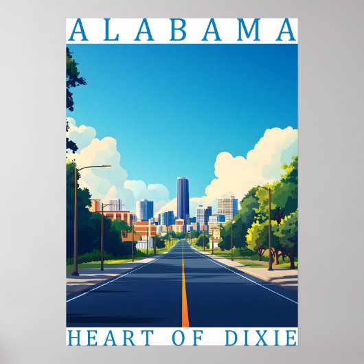 Vintage Alabama "Hart van Dixie" Reisposter Poster (Voorkant)